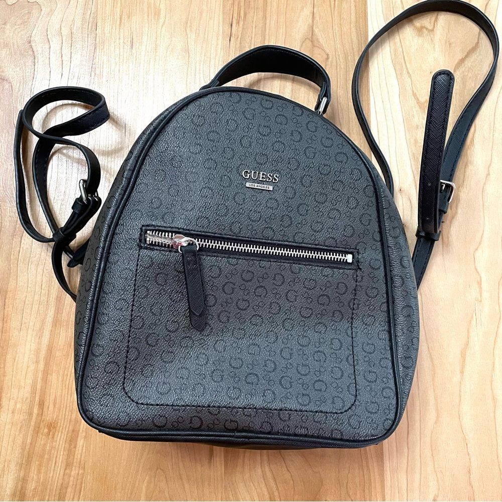 Guess Black Mini-Backpack Purse PVC - Picture 1 of 6